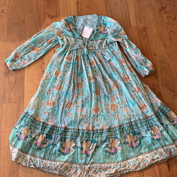 Spell & The Gypsy Collective Seashell Boho Midi Dress in Seafoam Size Small - Picture 9 of 12